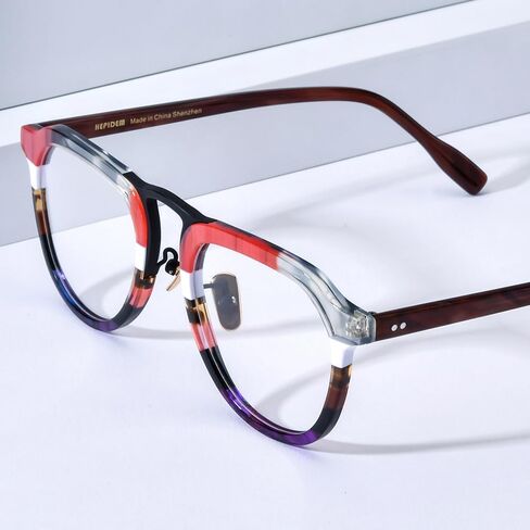 HEPIDEM Multicolor Acetate Glasses Frame Women,Round Vintage Retro Optical Eyeglasses 9339 in Saudi Arabia