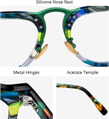 HEPIDEM Multicolor Acetate Glasses Frame Women,Round Vintage Retro Optical Eyeglasses 9339 in Saudi Arabia