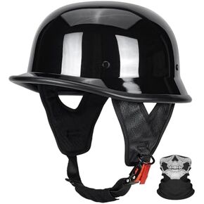 DOT Certified German Style Motorcycle Half Helmet, Vintage ABS Lightweight Helmet for Adults, Retro Half Face Helmet for Cruiser Scooter Chopper
