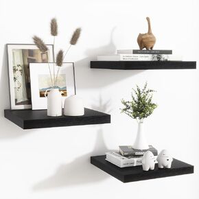 Fun Memories Floating Shelves for Wall - 7.5 Inch Square Shelves with Invisible Brackets, Small Wall Shelf for Living Room, Bathroom, Bedroom, and Kitchen Decor，Brown Set of 3