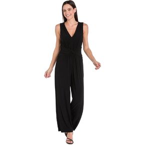 R & M RICHARDS ELEGANT Black Slieveless v-neck phemsuit w/twist twist pleven و scheoutte wide-leg