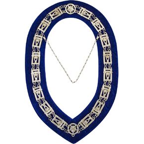 Premium Masonic Past Master Blue Lodge Chain Collar Silver Plated (Blue Velvet Backing) – Freemasons Collars