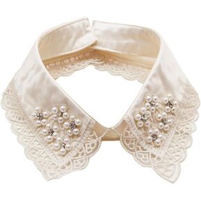 Detachable Blouse False Collar Lace Pearl Flower Fake Collar Choker Peter Pan Necklace