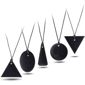 Heka Naturals Shungite Crystal Necklace Pendant Set - Spiritual Jewellery & Chakra Necklace - Trendy Jewellery Healing Crystals Black Necklace for Negative Energy Protection