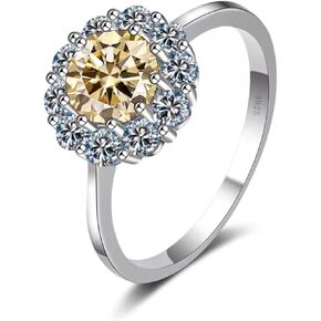 Mother's Day Gift - 1 CT Diamond Ring for Women | Certified Moissanite 18k white Gold Plated 925 Stirling Silver - Love that Sparkles Flower Design for Mom Wife