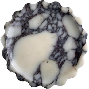Natural - Scalloped Marble Tray 7.5", Handmade Decorative Tray with Scallop Edge, Storage Tray for Counter, Dresser, Vanity, Jewelry, Nightstand & Desk Home Bathroom Decor (Calacatta Viola, Round)