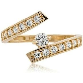 0.20Ct Round Simulated Diamond 14k Yellow Gold Plated Bypass Adjustable Toe Ring 925 Silver