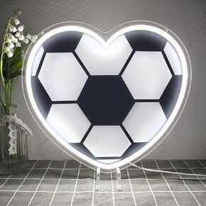 Heart-Shaped Soccer Neon Signs for Wall Decor,Dimmable Love LED Neon Wall Sign with USB Power,Soccer Gifts for Girls Boys Birthday Gifts,Bar,Party,11.4x12.6 inches.