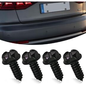 8 PCS Car License Plate Screws, 304 Stainless Steel Rust-Proof Black License Plate Screws, Stable and Shock-Proof License Plate Fasteners, Universal License Plate Bolts for Most Cars (Black)