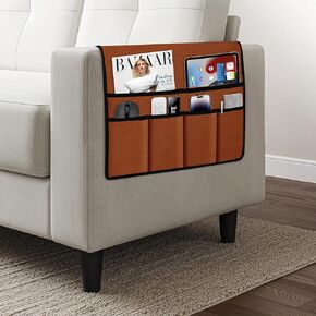 Naturoom Recliner Arm Caddy - Over the Arm Chair Caddy for Recliner with Remote Control Holder, Armrest Organizer with 6-Pocket Storage for Couch, Phone, Tablet, Magazine, Ivory