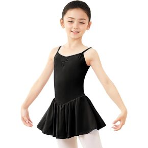 Girls Dance Leotards Back Cross Camisole Dance Dress Ballet Leotards with Skirt