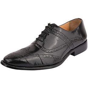 LIBERTYZENO Mens Genuine Leather Ostrich/EEL Print Lace Up Oxford Dress Shoes in Saudi Arabia