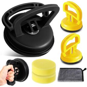 Baderke 5 Packs Car Dent Puller, Dent Repair Kit: Puller Dent Suction Remover Tool with Rag and Sponge for Car Body Dent, Glass, Screen, Tiles & Lifting Objects Moving(Orange+Black+Orange)