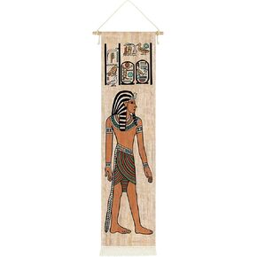 DigiTizerArt Ancient Egyptian Tapestry Wall Art - Pharaoh & Hieroglyphs Canvas Decor, Historical Mythology Hanging Poster for Room, 13 x53 Inches, Style A