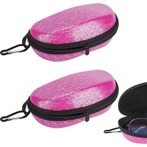 2 Pcs Zipper Hard Sunglasses Cases,Travel Eyeglasses Cases, Portable Zipper Protective Glasses Case for Women