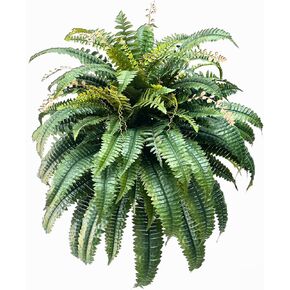 Giant Artificial Boston Ferns for Outdoors Large UV Resistant Lifelike Faux Fern, Realistic Silk Greenery Plants Large for Patio, Office, Home Decor, 88 Branches, 48 in Fake Fern Natural Green