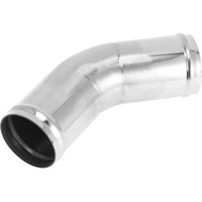 Motoforti 57mm / 2.25" OD T304 Stainless Steel 45 Degree Mandrel Exhaust Tube with Bead Roll DIY Custom Car Modified Exhaust Pipe Tubing Piping 3.94" Length Silver Tone