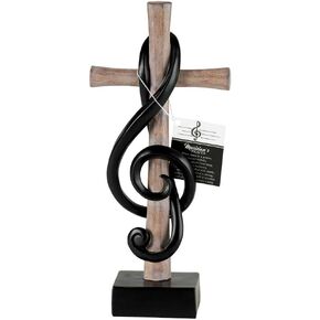 Dicksons Cross with Intertwined Treble Clef 5 x 12 Resin Stone Tabletop Figurine