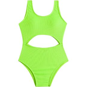 Milumia Girl's One Piece Swimsuit Cut Out Scoop Neck Monokini Bathing Suit