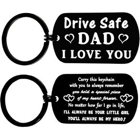 Father's Day Gifts for Dad from Daughter, Drive Safe Keychain Gifts Ideal for Dad Birthday Christmas Valentine's Day