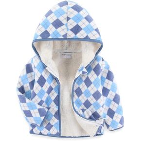 Mud Kingdom Boys Girls Polar Fleece Jacket with Hood Winter Thick Warm Outerwear Funny Cartoon