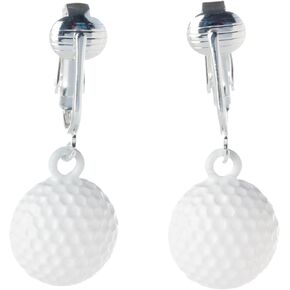 Silver Tone Non Pierced Clip On Sports Dangling Earrings