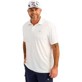 HUK Mens Icon Polo Fishing Shirt with +50 UPF Sun Protection, Ocean Blue, 3X-Large