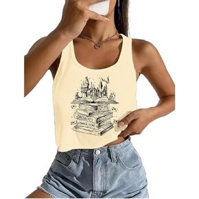 Cropped Flourish and Blotts Tank Tops Cute Book Graphic Crop Tops for Women Wizard Magical Vest Clothes