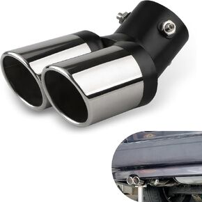 Car Exhaust Tips, Dual Outlet Bending Muffler Exhaust, Stainless Steel High Temperature Resistant Tail Pipe Muffler Tip, Universal Car Exhaust Pipe Modification Accessories (Black)