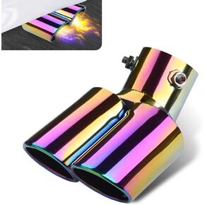 Car Exhaust Tips, Dual Outlet Bending Muffler Exhaust, Stainless Steel High Temperature Resistant Tail Pipe Muffler Tip, Universal Car Exhaust Pipe Modification Accessories (Black) in Kuwait