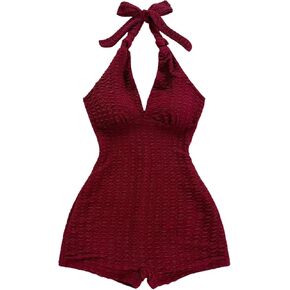 MakeMeChic Women's Halter Short Rompers Summer One Piece Jumpsuits Backless Shapewear in Kuwait