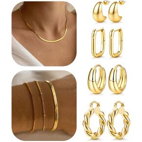 YADOCA 8/9/11 PCS مجموعة مجوهرات ذهبية للنساء Dainty 14K الذهب مطلي بأقراط أقراط مكدس مجموعة أزياء الأزياء مرن