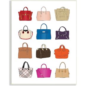 Stupell Industries Glam Designer Bags Fashion Forward Purse Chart, Designed by Martina Pavlova Wall Plaque, 10 x 15, Multi-Color