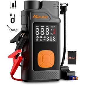 Jump Starter with Air Compressor-1500A Portable Car Battery Charger(Up to 7.5L Gas/5.5L Diesel),12V Jumper Box 150PSI Auto Tire Inflator with Jumper Cable, USB Charge, DC Output and Flashlight