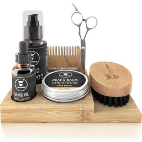 Beard Grooming Kit - Premium Beard Care Products for Men – Beard Shampoo, Beard Oil, Beard Balm Butter, Beard Brush, Wooden Comb, Mustache Scissors, & Toiletry Bag by Striking Viking in Kuwait