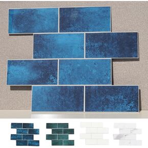 Subway Tile Peel and Stick Backsplash (Luxury Stone Composite - Sapphrie Illusion10x12.5 Mosaic 10pc/pk) for Kitchen, Bathroom, Car Camper, Wall Accents - Removable, Best Value for Remodeling