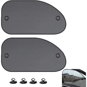 2 PCS Side Window Sun Shade, Sun-proof and Heat Insulation Cover for Blocking Sunlight, Suction Cup Installation Foldable Storage Mesh Interior Protection Cover, for Most Cars Trucks (Black)