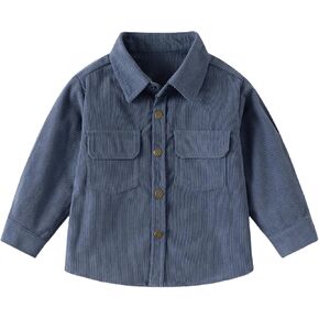 Toddler Boys Corduroy Button Down Shirt Kids Spring Fall Casual Long Sleeve Shirt Jacket Lightweight Soft Versatile