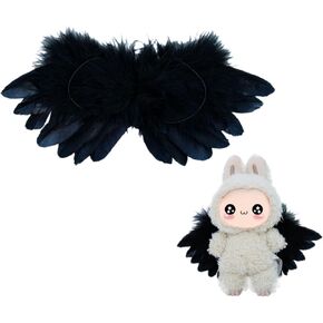 Labobo Wings of Whimsy 17cm Labobo Clothes Set, Macarons Dolls Accessories Suit, Cute Clothes for Macarons Dolls Dress up Unique Style (Black)