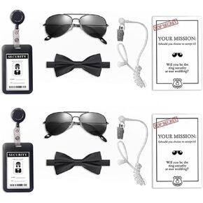 Wedding Ring Bearer Security Ring Bear Box Set with Ring Bearer Gifts Sun Glasses + EarPiece Cosplay