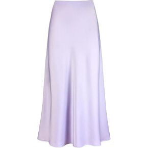 ebossy Women's Elegant Long Satin Skirt Silk Dressy Hidden Elastic Waist Flared A-Line Maxi Skirts