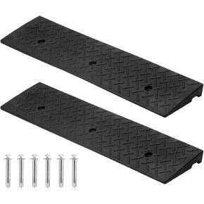 QWORK Heavy-Duty 3-Ton Rubber Curb Ramp, High-Density, 39.37" x 9.84" x 2", 2 Pcs, Non-Slip Ramp for Cars, Trucks, and More