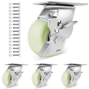 W B D WEIBIDA Heavy Duty Caster Wheels 6 Inch - 4500 LBS, PP Plate Castor Set of 4 with Double Ball Bearings, Non-Marking Quiet Industrial Swivel Casters for Hand Trucks, Carts, Industrial Equipment