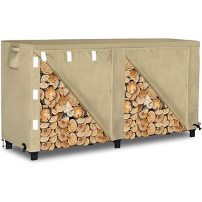 OutdoorLines Firewood Rack Cover - Waterproof Wood Rack, 8FT Log Storage Cover, Black, 420D Oxford Fabric