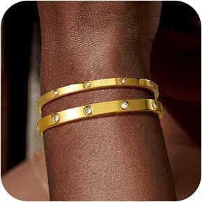 Howoo Gold Bracelets for Women 14K Gold Bangle Zirconia Tennis Link Bracelet Mesh Bracelets Watch Band Chains Wristband Jewelry Set