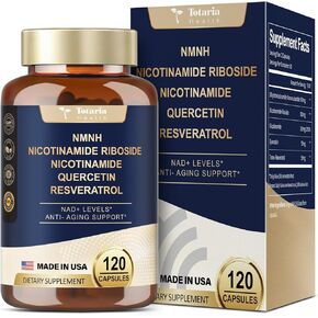 NMNH (Dihydronicotinamide Mononucleotide), NMNH Supplement with Natural NAD+ Boosting Ingredients, Nicotinamide, and Quercetin – 60-Day Supply