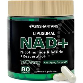 NAD Supplement 1000mg - Liposomal Nicotinamide Riboside Resveratrol with Quercetin | NMN Supplement Alternative for Anti-Aging, Energy, Focus, Boost for Women Men | 80 Capsules, 40 Servings
