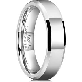 King Will BASIC Men Women 4mm/5mm/6mm/7mm/8mm Tungsten Rings Polished Wedding Band Engagement Anniversary Band Comfort Fit