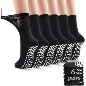 ELUTONG Pilates Grip Socks for Women Non Slip Yoga Grippy Socks Woman for Pure Barre Ballet Dance Hospital 6 Pack