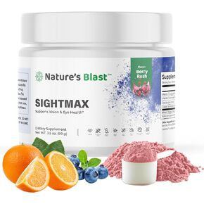SightMax Eye Health Supplements - Eye Vitamins - with Bilberry, Eyebright, Lutein, Zeaxanthin & More Vitamins - Vegan, Non GMO, Gluten Free - 3.5 Oz - 30 Servings - Berry Rush Flavor